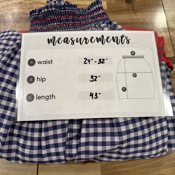 Red White & Blue Gingham Tiered Maxi Skirt Handmade Lace Prairie Cottagecore - Picture 9 of 9